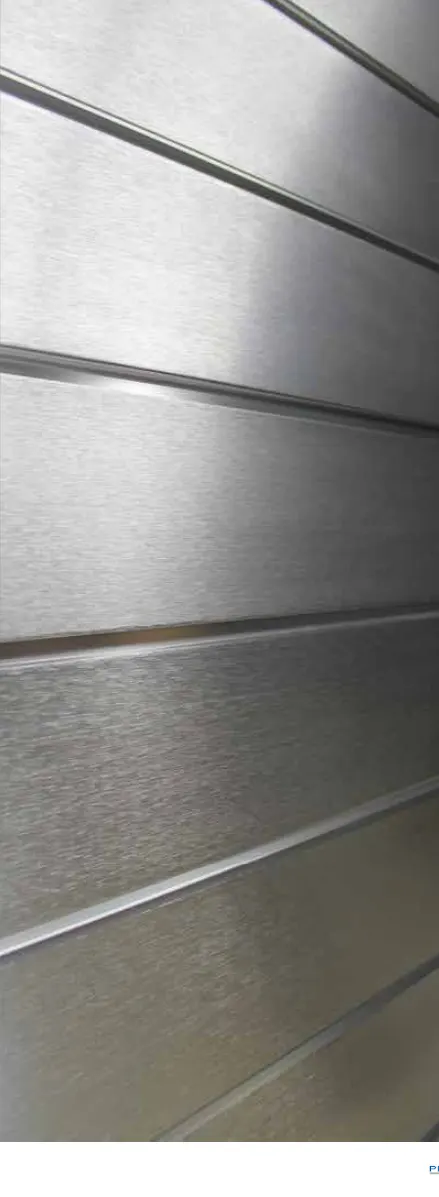 Brushed aluminum Signature slatwall close-up
